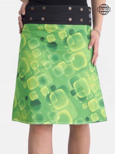 Apple green long skirt Wallet Digital print Abstract pattern