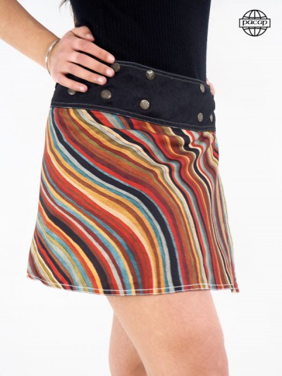 Limited Edition Digital Print Denim Stripe Skirt
