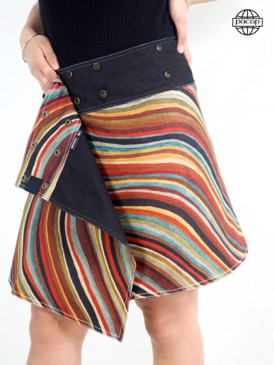 Limited Edition, Digital Print Skirt with Stripes in warm colors