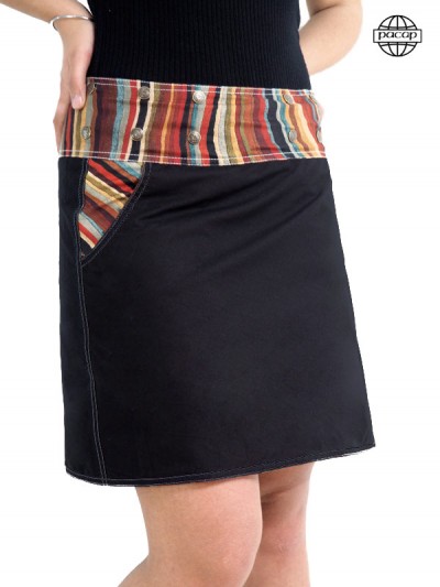 Limited Edition, Black Cotton Stripe Print Skirt