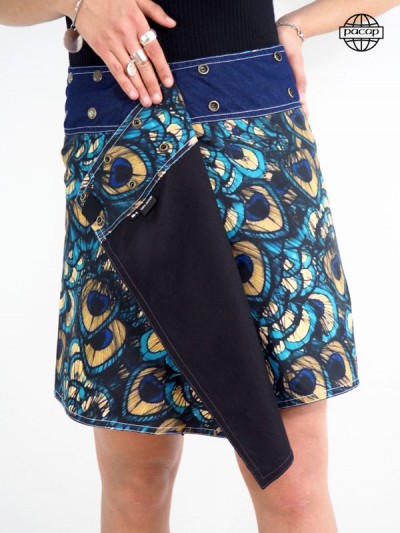 Limited Edition, Digital Print Skirt with Peacock Feathers