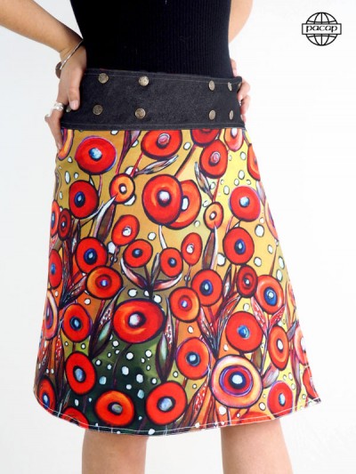 Limited Edition, Digital Print Skirt in Impressionist Jean Pattern