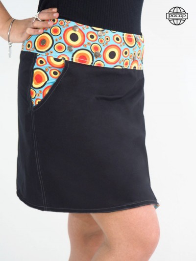 black skirt with printed pocket