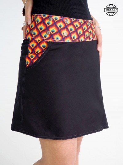 black summer skirt with pocket and belt pattern