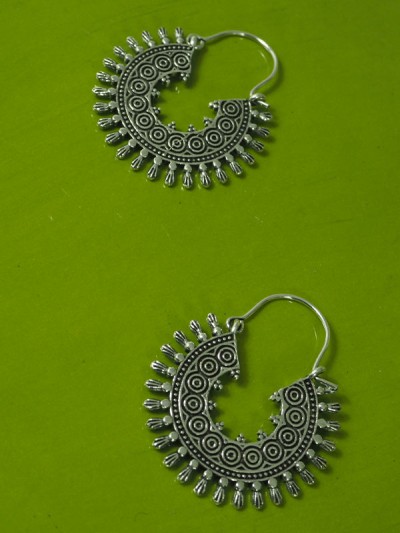 Silver-plated metal jewelry earrings