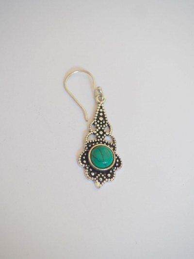 Silver-plated ethnic earrings with natural Chrysocolla stones