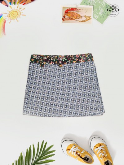 Reversible pattern skirt for children aged 4 to 14