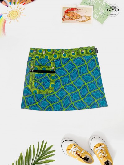 Children's green and blue abstract skirt