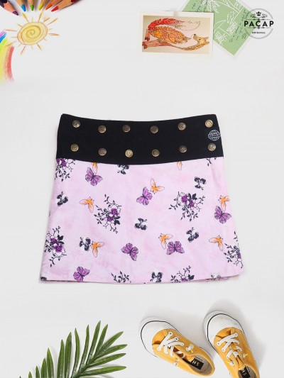 Butterfly skirt with purple flower