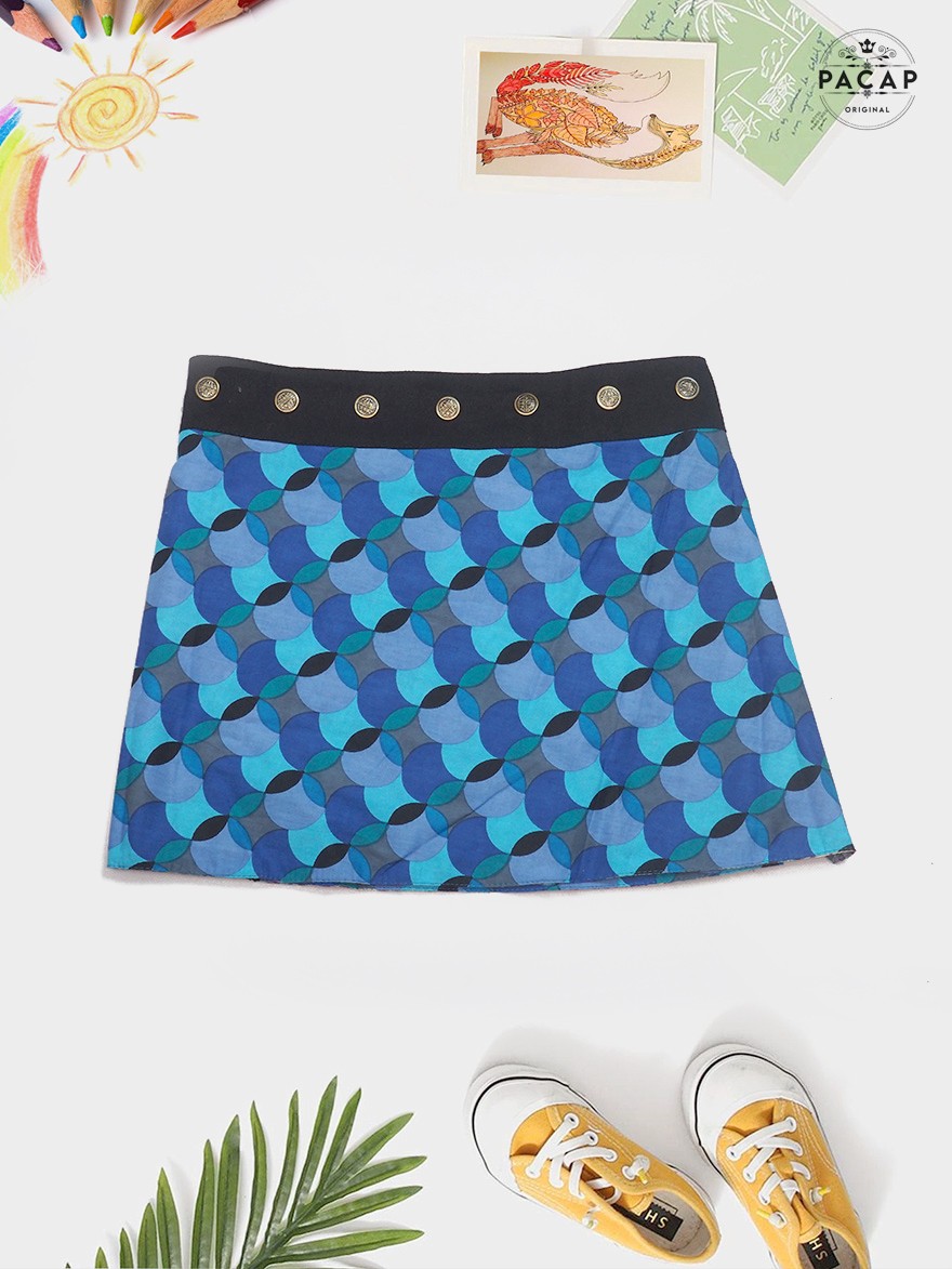 asymmetrical skirt with blue polka dots for girl