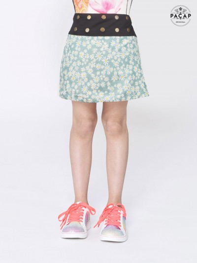 Cotton Reversible Trapeze Skirt For Little Girls
