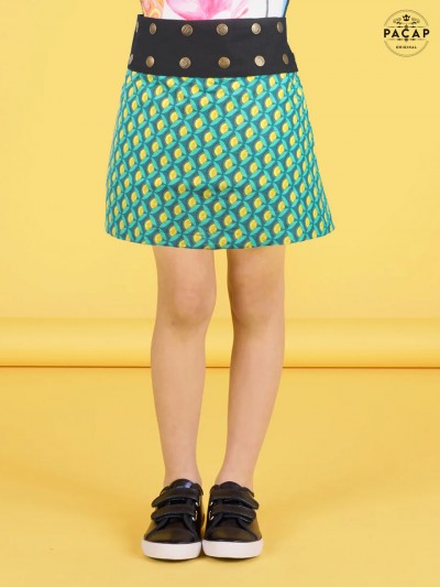 Turquoise Reversible Girl's Wallet Skirt