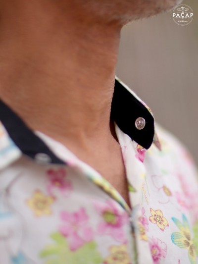 white shirt with one-colored collar and buttons for men