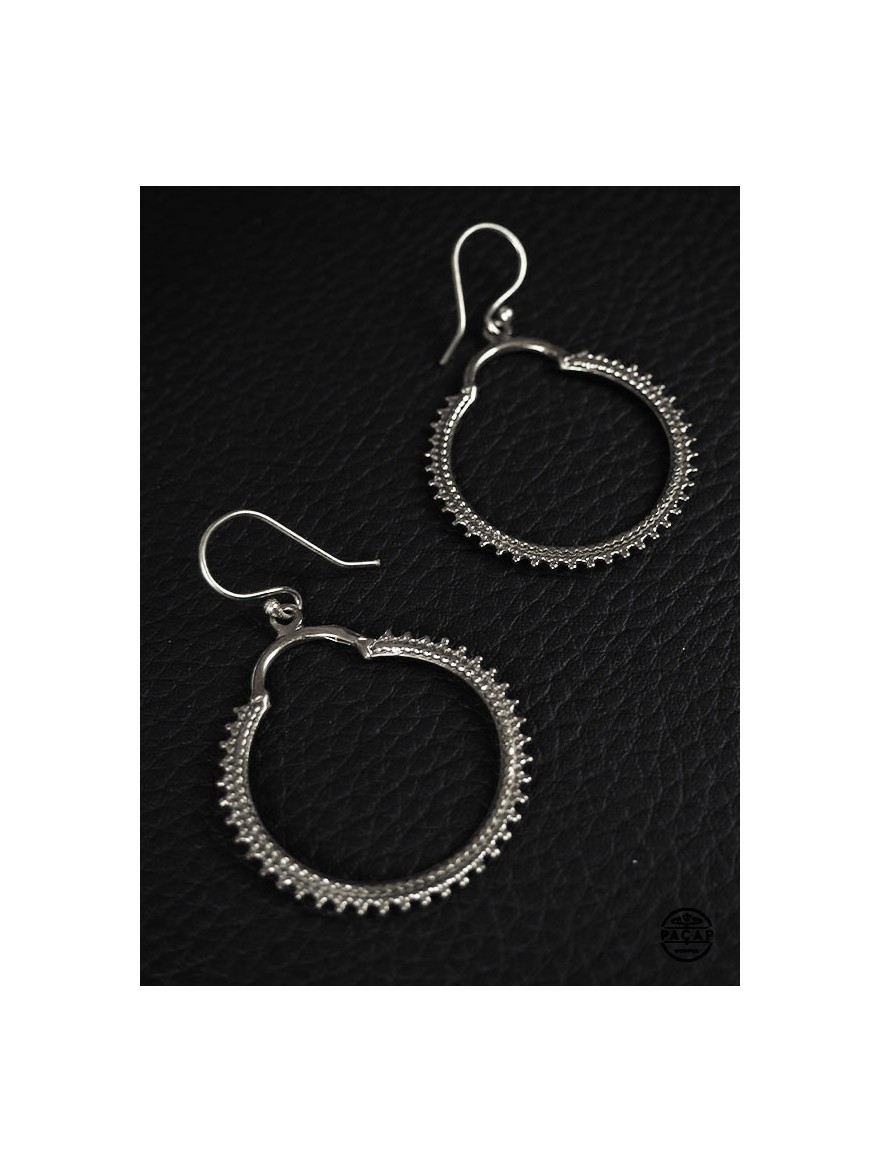 Boucles D'oreilles Rondes Argentées Avec Cristaux Swarovski - Neuves Avec étiquettes