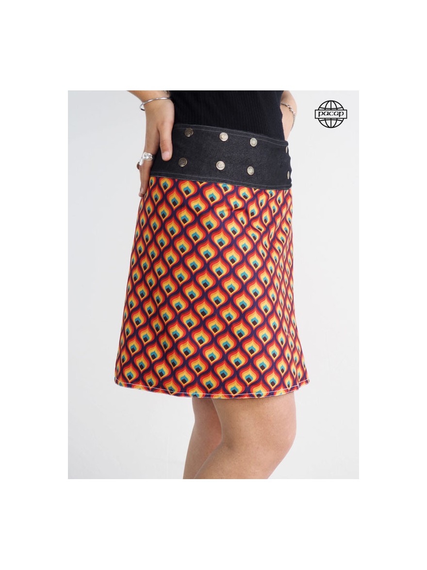 Orange and red geometric skirt