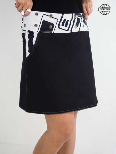 Black and white skirt with futuristic print of high quality digital creation