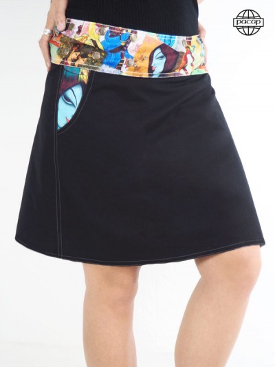 Printed skirt very colorful artist drawing woman