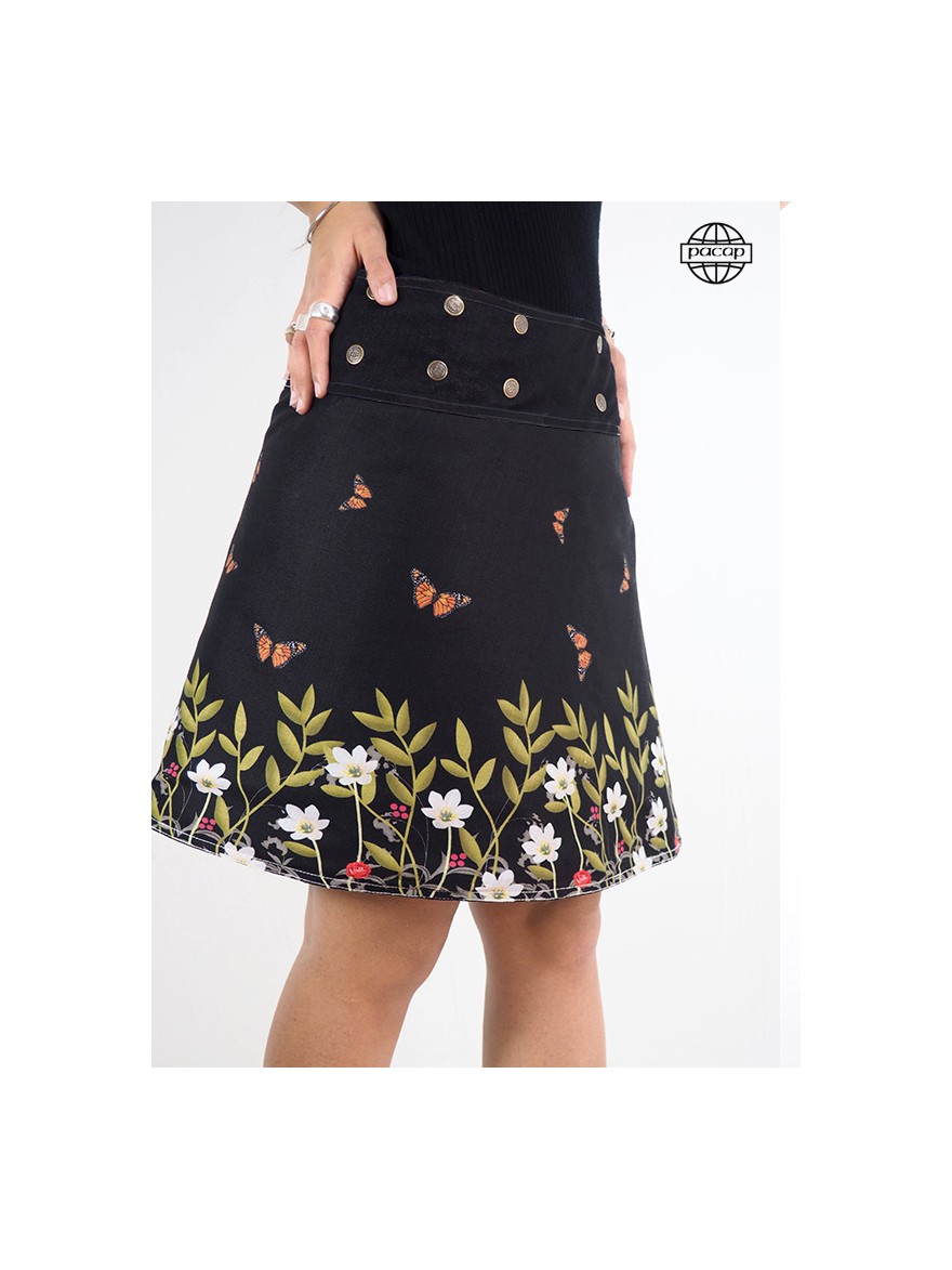 summer skirt with reversible pocket premium quality digital print with flowers and butterflies
