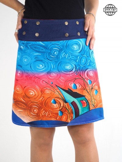 Artistic printed skirt psychedelic house
