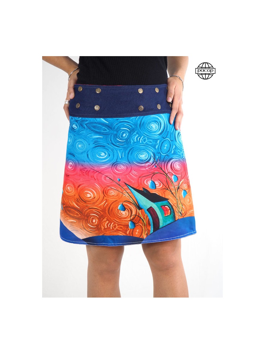 Artistic printed skirt psychedelic house