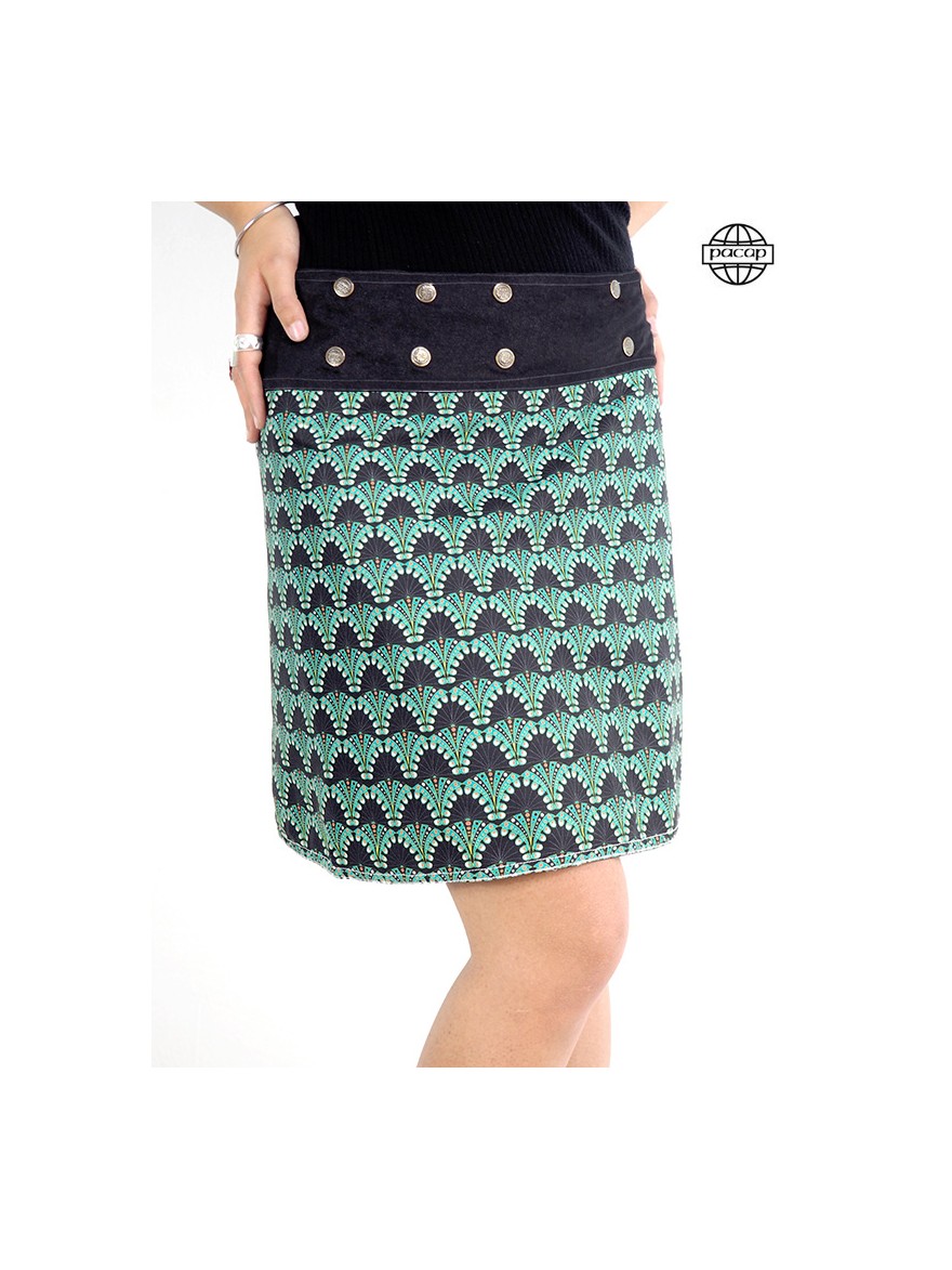 Summer skater skirt with digital print and pocket for women