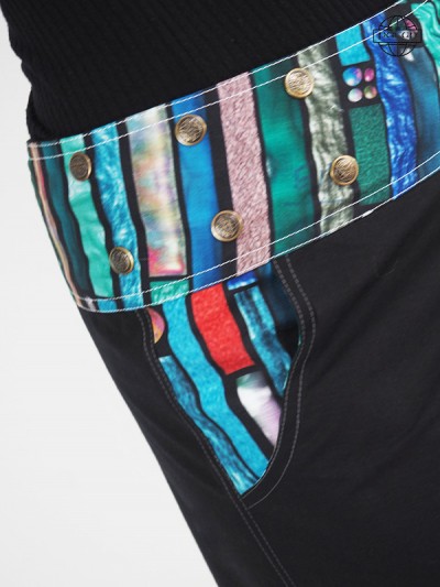Reversible skirt with adjustable waist pocket with high quality printed snap belt