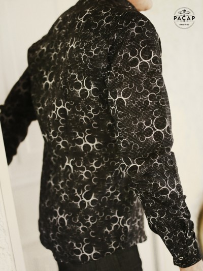 black patterned shirt for men with long sleeves