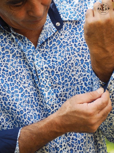 chemise en  voile de coton motif guépard jaguar