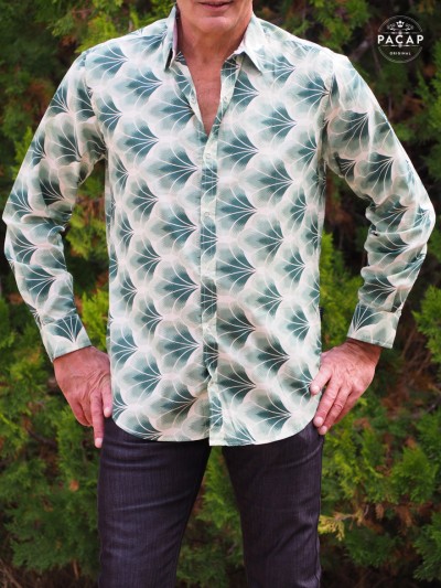 chemise vintage cintrée verte homme