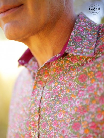 pink liberty shirt Italian collar man