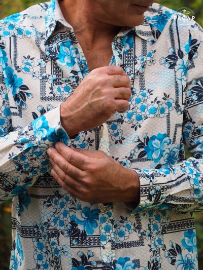 original shirt white blue long sleeves man