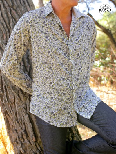 shirt Italian collar buttoned long sleeves man
