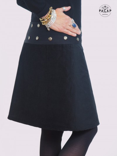 reversible winter skirt 2 in 1 belt snap woman
