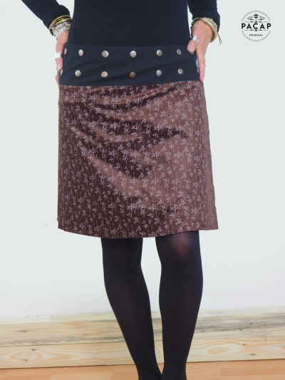 brown skirt japanese print bright velvet south of france