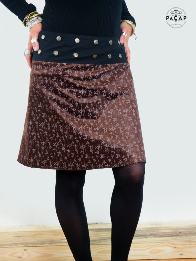 brown skirt winter satin velvet woman