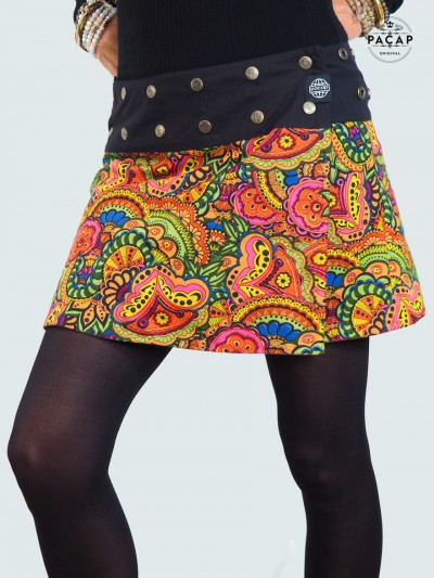 ethnic multicolored trapeze skirt African tribal original gypsy