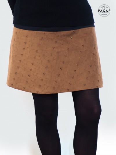 brown velvet wrap skirt for women