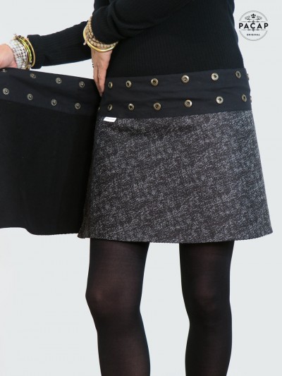 jupe noire doublure coupe évasée  marque française