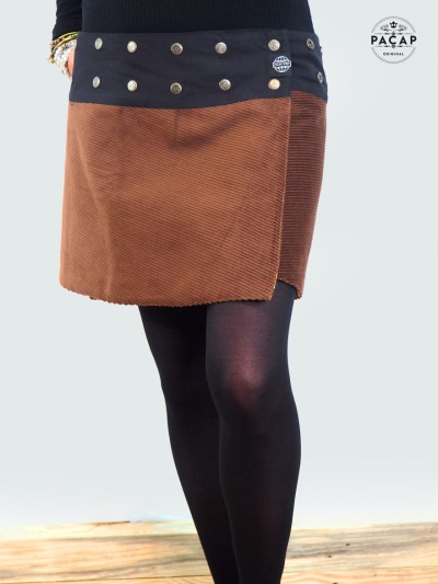 jupe trapèze fendue coupe portefeuille droite qualité femme