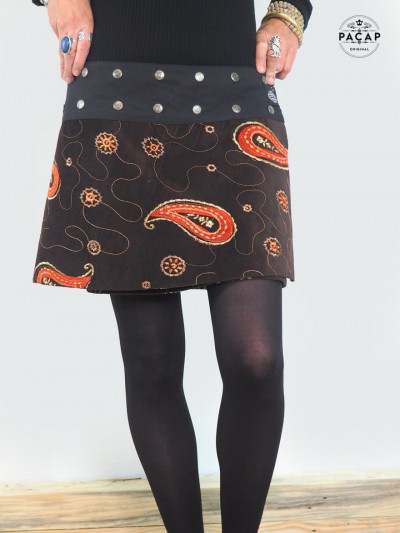 brown velvet skirt adjustable size woman