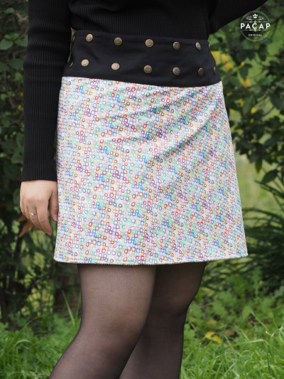 white skirt straight cut with dots
