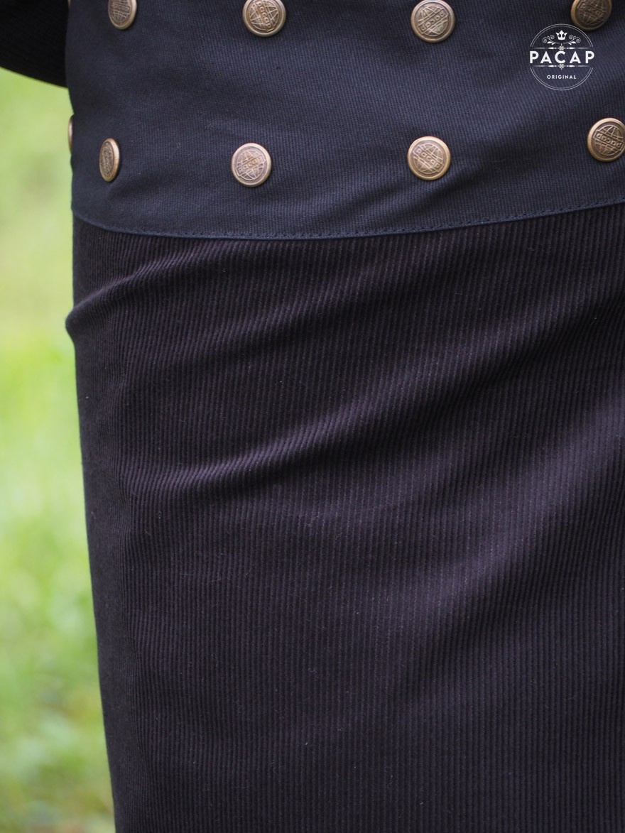 Jupe midi droite velours noir femme | Cache Cache