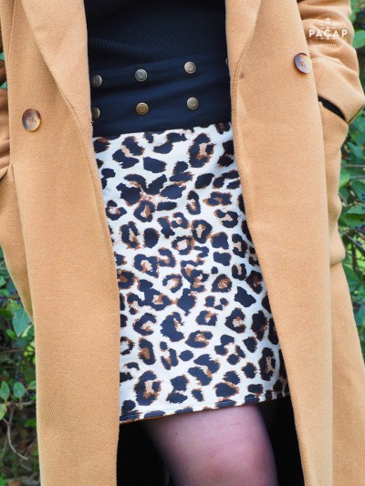 white skirt with leopard spots