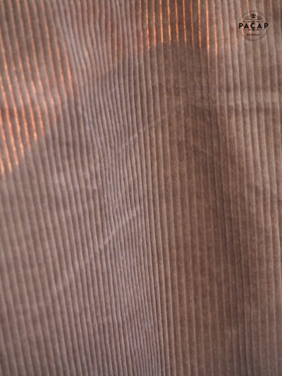 Jupe marron portefeuille velours côtelé couleur chocolat, tissu chaud, épais, grosses côtes, grosses rayures
