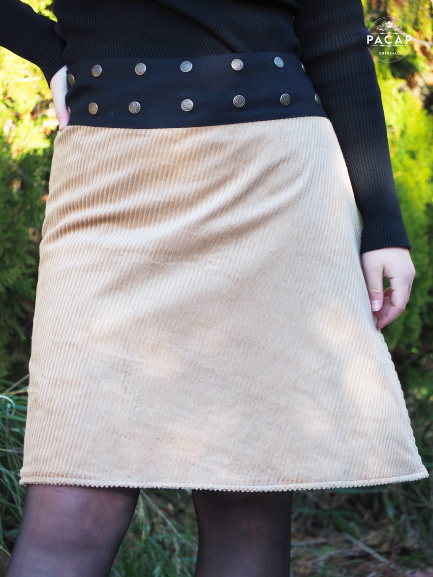 Beige corduroy wrap skirt