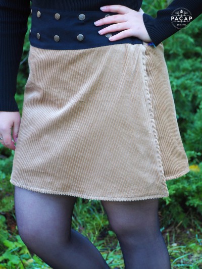 Beige corduroy wrap skirt