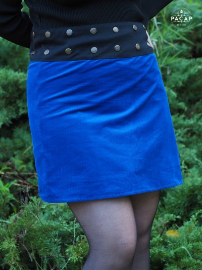 Blue wrap skirt velvet milleraies