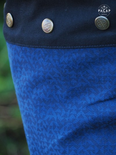 blue skirt in textured velvet