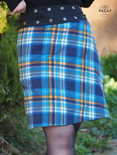 Wrap skirt with check pattern