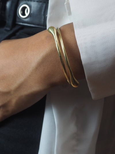 bracelet jonc minimaliste femme homme dorée taille unique